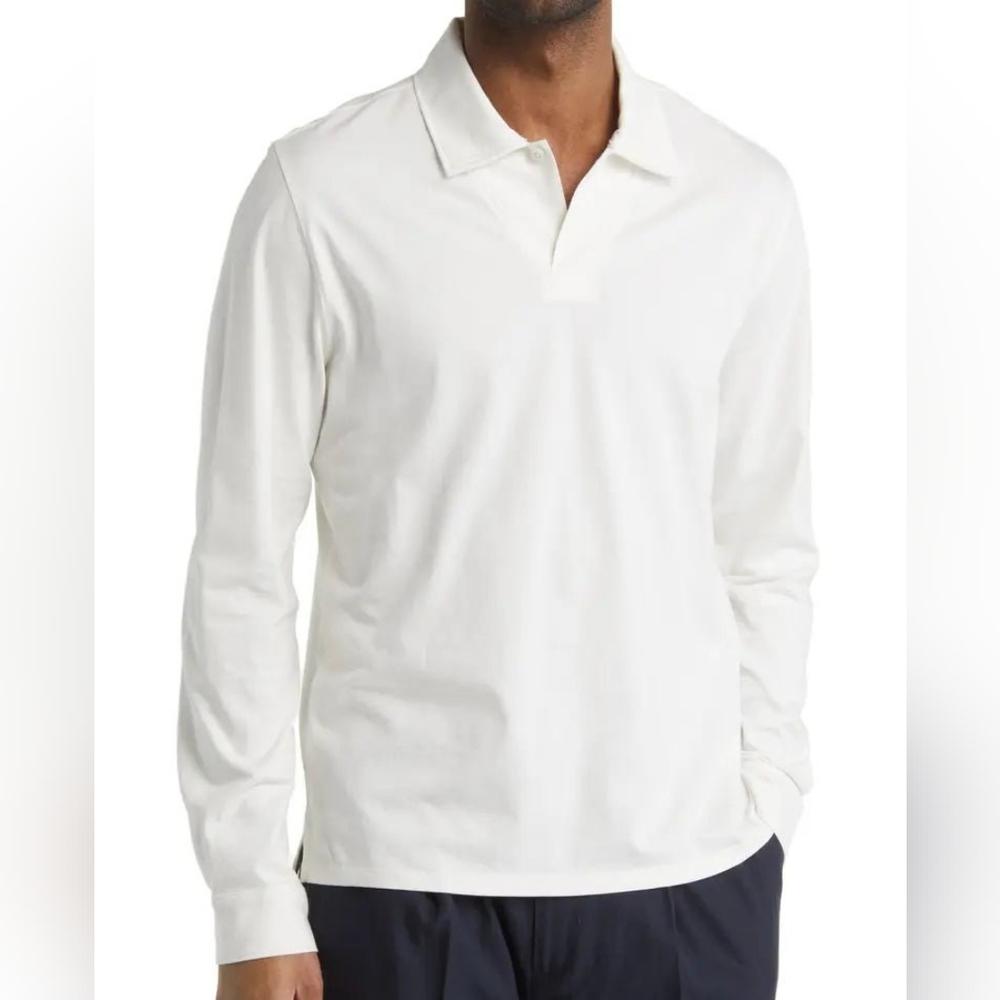 Vince Heavyweight Cotton Long Sleeve Polo in Off White size XLARGE
